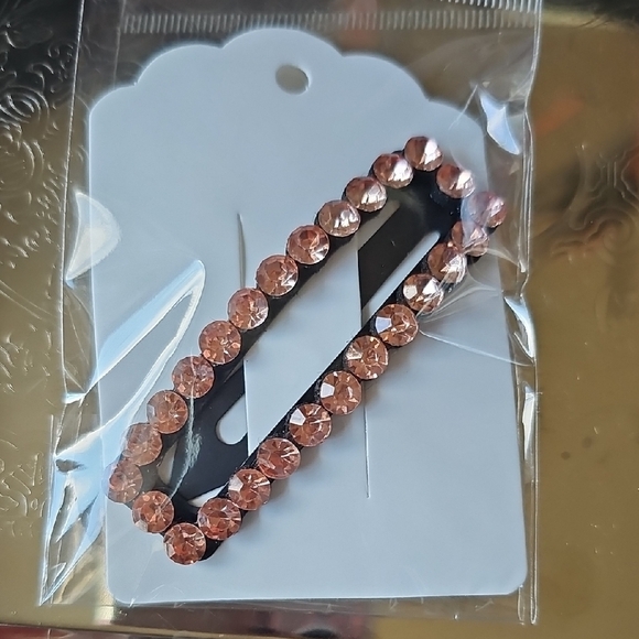 None Accessories - New Elegant Apricot Color Crystal Hair Clip Barrette
